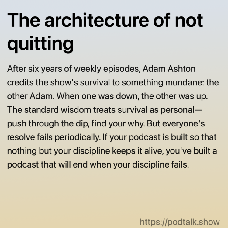 The architecture of not quitting